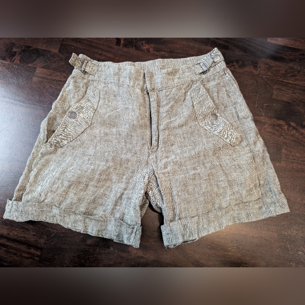 Athleta Voyager 100% Linen Women Shorts, Sage Green, Size 2